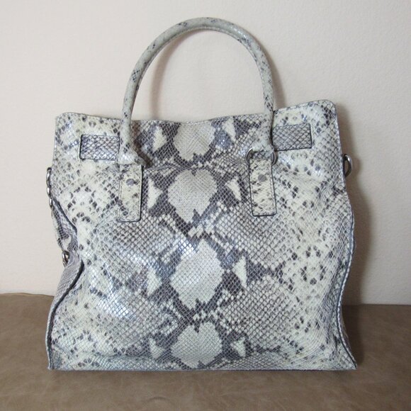 Michael Kors Gray Snakeskin Silver Hardware Large Hamilton Bag - Picture 8 of 15